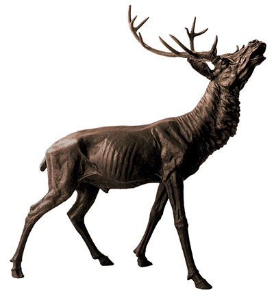 Stag Bronze Sculpture On Marble Base
